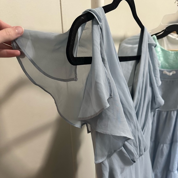 David’s Bridal Dusty Blue DayDream Dress with Flutter Sleeve Full Skirt size 0 - Picture 6 of 14